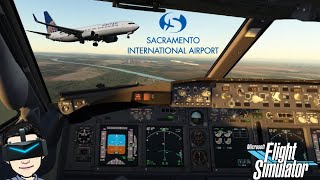 Sacramento Approach  United 737800 in VR  Microsoft Flight Simulator 2020 [upl. by Martijn]