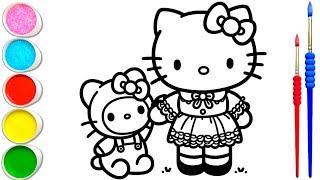 Easy Hello Kitty 🐈 and Cute Baby drawing for kids and toddlers [upl. by Lirbij]