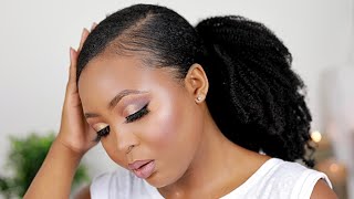 SLICK SIDE PART PONYTAIL ON NATURAL 4C HAIR [upl. by Shlomo]