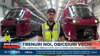 Unul dintre noile trenuri de la Alstom a fost lovit cu pietre când circula cu viteză mare [upl. by Aninay]