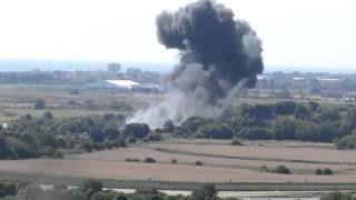 Fatal Crash  ACTUAL FOOTAGE  Hawker Hunter plane Crashes into A27 West Sussex and Explodes [upl. by Terrene]