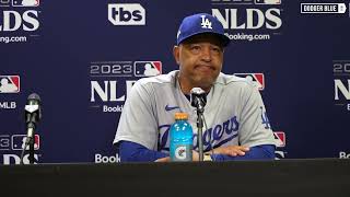 2023 NLDS Dave Roberts explains Game 3 pitching decisions [upl. by Yramliw306]