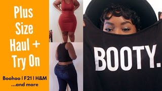 Plus SizeCurvy Haul  Try On  ft Boohoo F21 HampM and more [upl. by Wernher625]