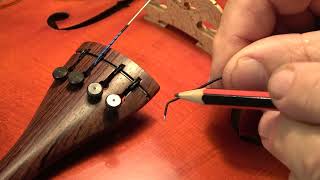 Changing strings with a wooden finetune tailpiece on a violin [upl. by Lara]