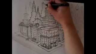 How to draw buildingsskyscrapers ORIGINALNOT A COPY [upl. by Ennovahc]