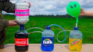 Experiment Coca Cola amp Fanta amp Mountain Dew VS Mentos Domino Chain Reaction [upl. by Gawen]