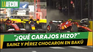 Checo Pérez sufre fuerte accidente tras ser chocado por Sainz dejándolo sin podio [upl. by Yauq54]