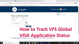 HOW TO TRACK VFS GLOBAL VISA APPLICATION STATUS   VFS GLOBAL [upl. by Kendrick]