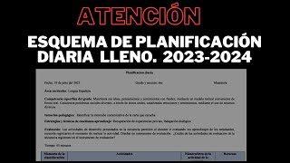 ESQUEMA DE PLANIFICACIÓN DIARIA LLENO 2023 2024 [upl. by Morvin]