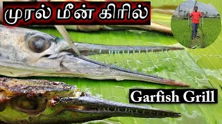 Fish Grill Recipe in Tamil  Village Cooking  Fish Barbeque in Tamil  Garfish Recipe Grilled Fish [upl. by Nerine]