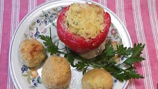 Peperoni ripieni di Riso e Arancini al forno Ricette in pochi minuti [upl. by Arrekahs]