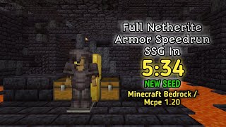 Full Netherite Armor Speedrun In 534  SSG  Minecraft Bedrock  Mcpe 120 [upl. by Ehcrop575]