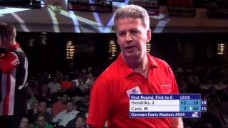 German Darts Masters 2014 First Round Jerry Hendriks v Magnus Caris [upl. by Schumer]