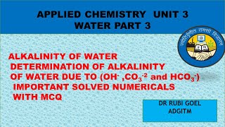 Alkalinity of water  determination of alkalinity  water part3  unit 3  engineering chemistry [upl. by Lledraw364]