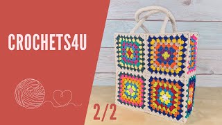 Leren haken Granny square tas haken een stapvoorstap tutorial  deel 22 [upl. by Nivlad]