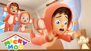 5 Little Monkeys Jumping on the Bed  Monkey Boo Boo Song  Micky Moo Nursery Rhymes amp Kids Songs [upl. by Nolita87]