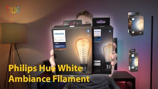 Philips Hue White Ambiance Filament angeschaut Warmweißes bis kühleres Licht einfach einstellen [upl. by Ylrak]