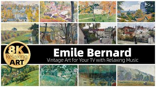 Vintage Art  Landscape Art by Emile Bernard  Half an Hour of Relaxing 8K Video with Calming Music [upl. by Saoj]