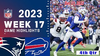 New England Patriots vs Buffalo Bills 4thQTR FULL GAME 123123 Week 17  NFL Highlights Today [upl. by Arabelle]