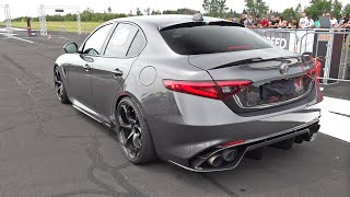 Alfa Romeo Giulia Quadrifoglio 29 V6 with RAGAZZON EXHAUST Drag Racing Accelerations Sound [upl. by Diego]