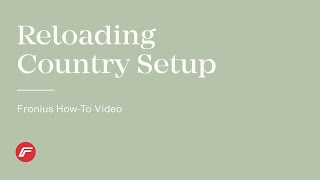 HowTo Reload Your Country Setup for the Fronius SnapInverter CA [upl. by Olrac120]