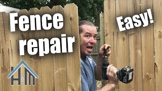 How to fence repair replace fence pickets replace fence post Easy [upl. by Osicnarf]