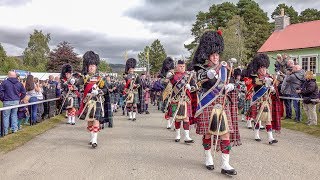 Massed pipes amp drums parade to the 2018 Braemar Gathering Royal Highland Games in Scotland 4K [upl. by Eiramik]