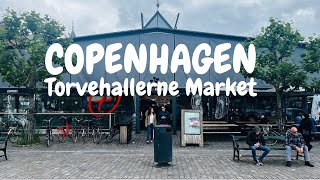 🇩🇰 WALKING TORVEHALLERNE MARKET COPENHAGEN  Smørrebrød Fish amp more  4K [upl. by Shields]