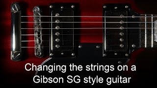 how to change strings on a Gibson SG style guitar Les Paul 335 Flying Vee Epiphone guitars [upl. by Desma]