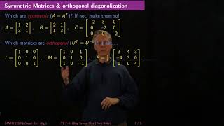 Diagonalization of Real Symmetric Matrices  Linear Algebra  F8 [upl. by Salocin]