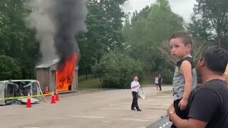 Firefighters putting out a real fire for kids [upl. by Ermey]