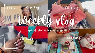 Weekly Vlog  Thrifting at the Goodwill Bins DIY nails and lashes New JW Pei bag [upl. by Drof]