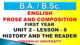 English Prose and Composition BA and BSc 1st Year Unit 2 Lesson 8 Annamalai University DDE [upl. by Crowley]