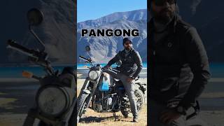 Riding along the edge of heaven 🏍️💨 where the sky meets the earth at Pangong Lake seetheworld [upl. by Dej]