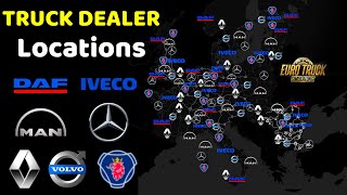 Truck Dealer Locations  Euro Truck Simulator 2  Locations of Truck Dealerships [upl. by Nolos]