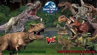 Rexy amp Skoonametrodon vs Raptor Strike Events  Jurassic World Alive [upl. by Aseuqram]