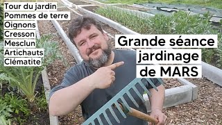 Grand tour du jardin plantation des 🥔 et des 🧅 semis de 🥬et bien dautres choses 【VLOG🌞】 [upl. by Yregerg62]