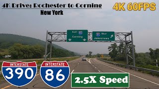 4K Drive Rochester to Corning New York I390 amp I86 Interstate 390 amp Interstate 86 [upl. by Draillih]