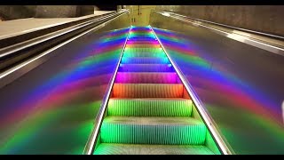 Sweden Stockholm Central subway station rainbow escalator walkalator and elevator ride [upl. by Evanne]