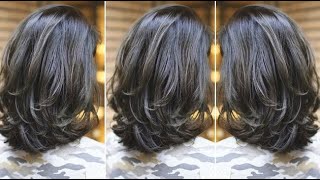 Beauty Medium Length Layers Haircut With Bangs Full Tutorial Steps  Layered Cutting Techniques [upl. by Terag13]