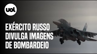 Guerra na Ucrânia Caça Su34 decola e dispara míssil em vídeos divulgados pela Rússia [upl. by Langley]