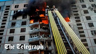 Kharkiv attack Russia destroys Ukrainian apartment block with guide bombs [upl. by Araet]