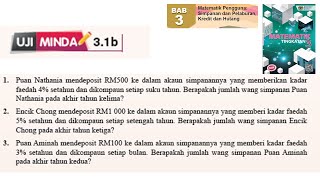 KSSM Matematik Tingkatan 3 Bab 3 Simpanan dan pelaburan kredit uji minda 31b buku teks form 3 [upl. by Ahtnahc]