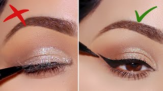 How to apply EYELINER over glitter makeup 2 ways [upl. by Eenwat539]