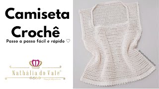 Camiseta de Crochê fácil e rápida de fazer  Easy and quick Crochet Tshirt to make [upl. by Erdeid]