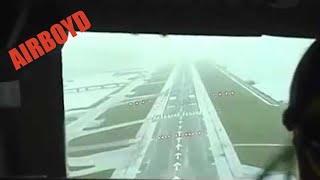 Cockpit Video Landing Hong Kong Kai Tak In The Rain [upl. by Anailli]