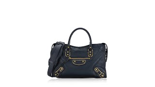 Balenciaga Gold Metallic Edge Small City Bleu Nuit [upl. by Eberle137]