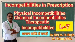 Incompatibilities or Error in Prescription  Pharmaceutics I BPharm  DPharm  L5 [upl. by Ihcekn903]