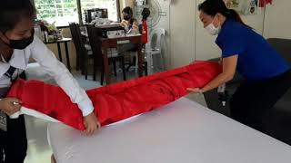 TESDA BED MAKE UP DEMONSTRATION  DUVET SET UP WITH CORRECT BODY POSTURE [upl. by Coryden]