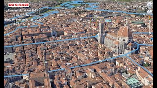 Firenze Marathon 2023 fly over the marathon 3D course map [upl. by Shimberg]